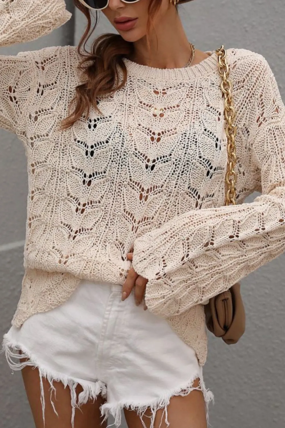 Openwork Dropped Shoulder Knit Top sold by Goodnight Macaroon product image thumbnail 2