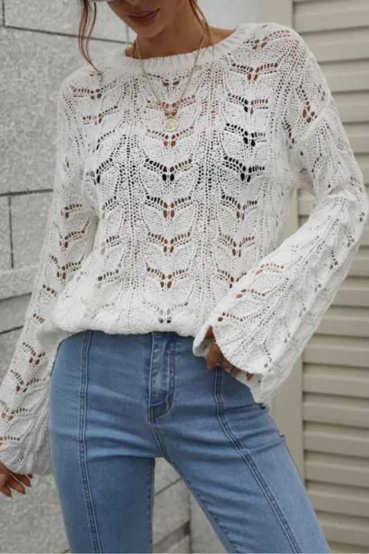 Openwork Dropped Shoulder Knit Top sold by Goodnight Macaroon