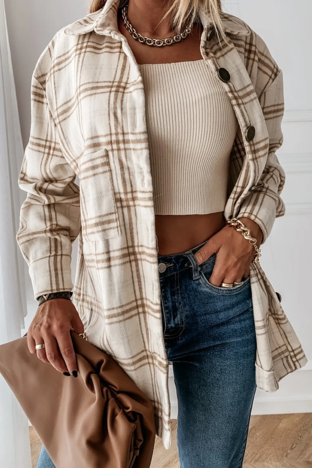 'Elizabeth' Checked Shacket (4 Colors) sold by Goodnight Macaroon product image thumbnail 4