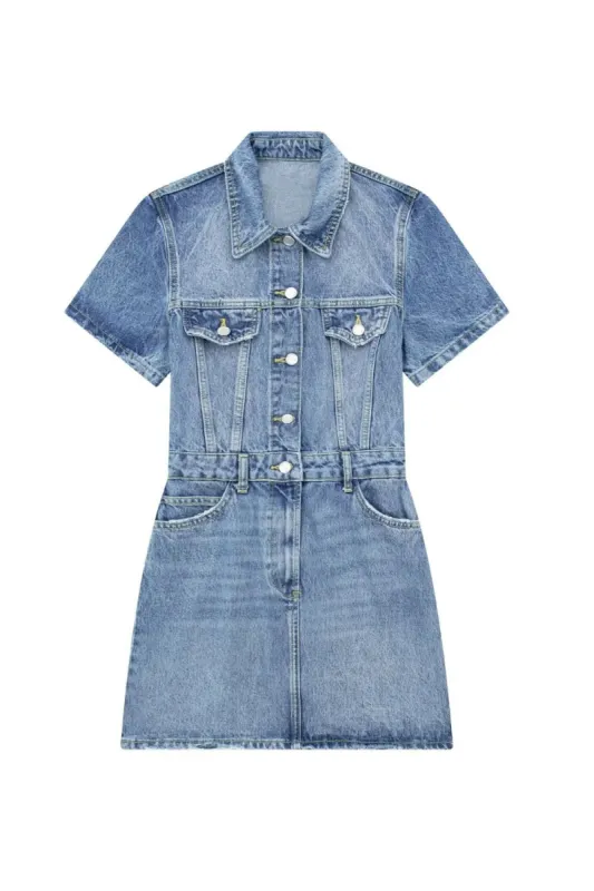 ‘Leah’ Denim Shirt Style Dress made by Goodnight Macaroon