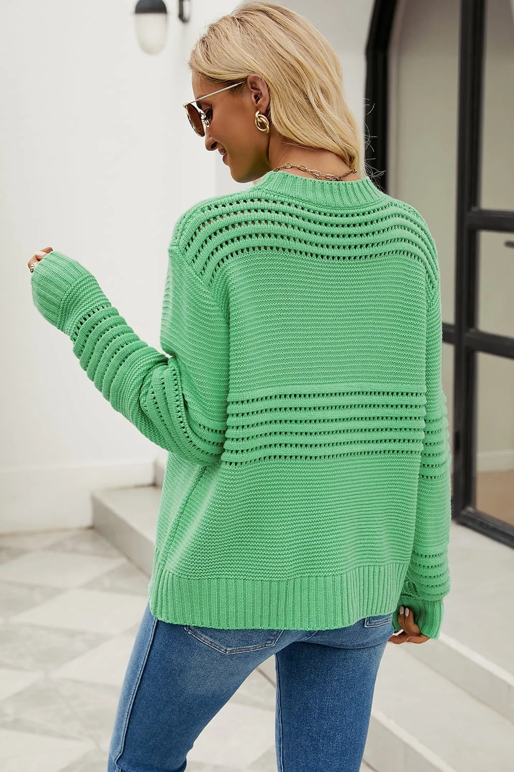 Round Neck Opnework Long Sleeve Pullover Sweater sold by Goodnight Macaroon product image thumbnail 2
