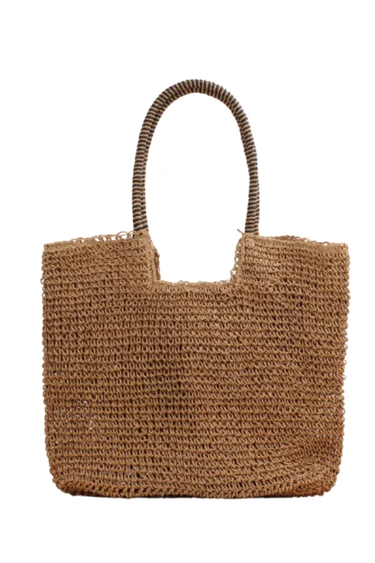 'Bailey' One-Shoulder Straw Beach Bag (2 Colors) sold by Goodnight Macaroon
