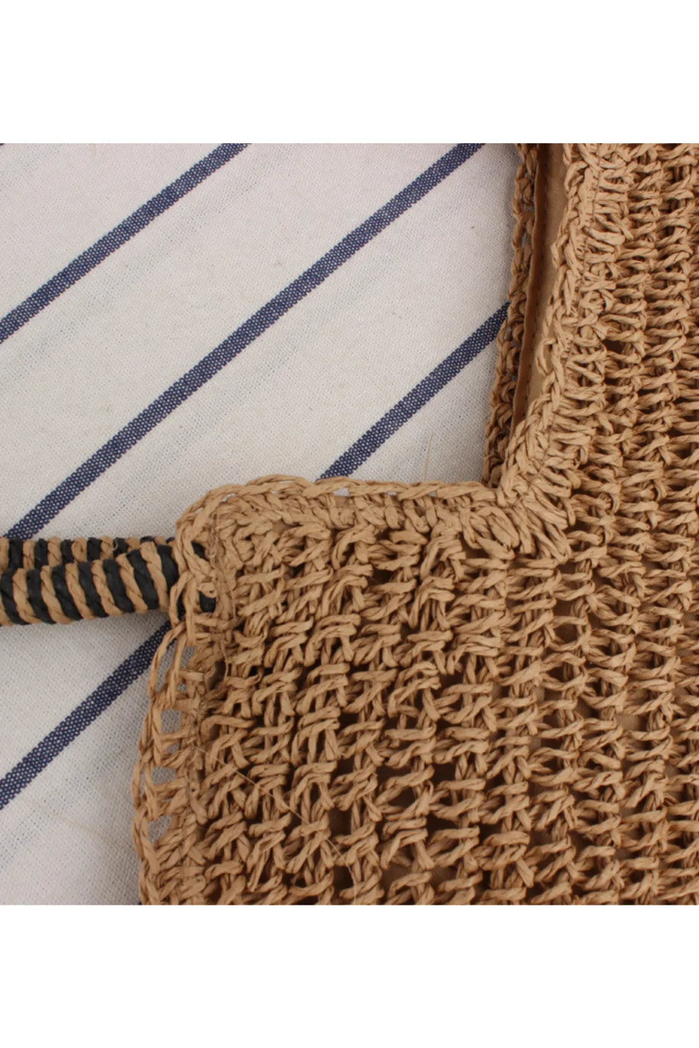 'Bailey' One-Shoulder Straw Beach Bag (2 Colors) sold by Goodnight Macaroon product image thumbnail 4