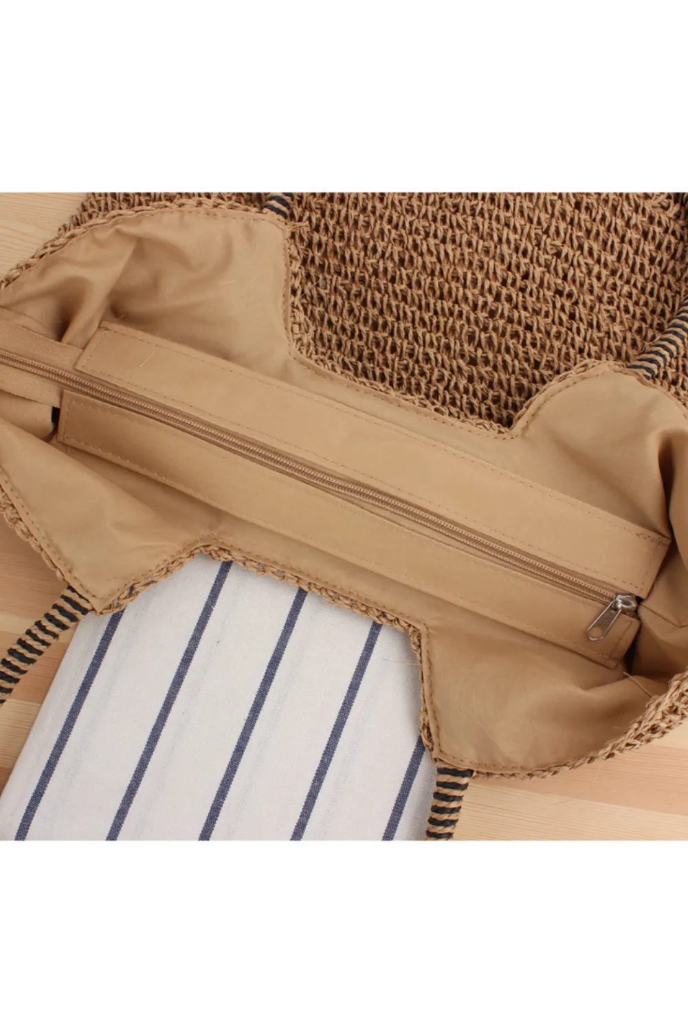 'Bailey' One-Shoulder Straw Beach Bag (2 Colors) sold by Goodnight Macaroon product image thumbnail 5