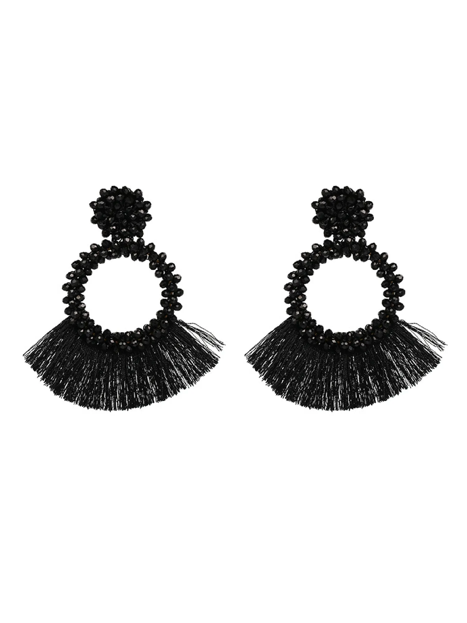 'Carras' Beaded Tassels Drop Earrings (5 Colors) sold by Goodnight Macaroon product image thumbnail 4