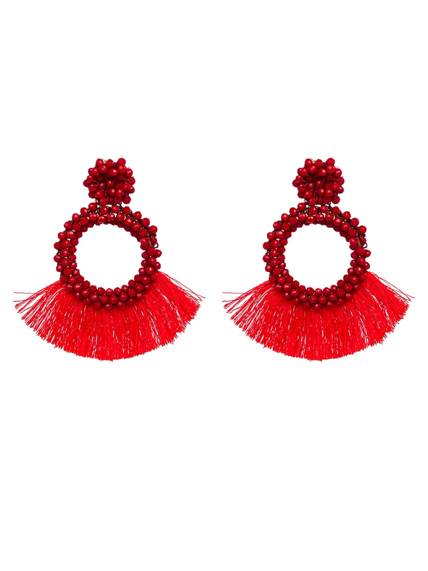 'Carras' Beaded Tassels Drop Earrings (5 Colors) sold by Goodnight Macaroon product image thumbnail 3