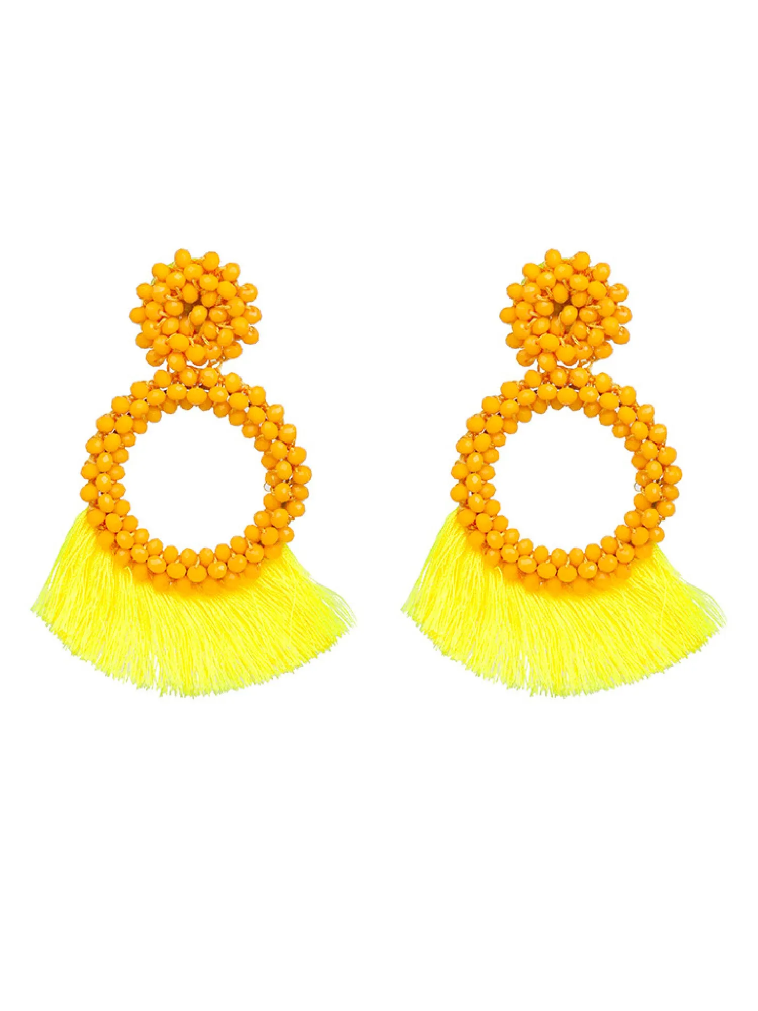 'Carras' Beaded Tassels Drop Earrings (5 Colors) sold by Goodnight Macaroon product image thumbnail 2
