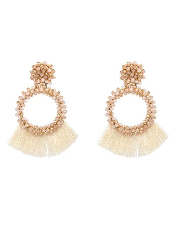 'Carras' Beaded Tassels Drop Earrings (5 Colors) made by Goodnight Macaroon