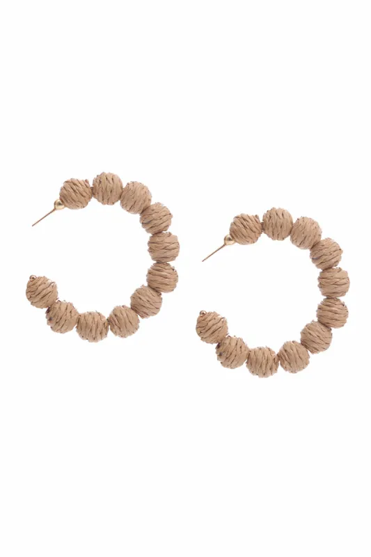 'Patricia' Raffia Hand Woven C-Hoop Earrings (11 Colors) made by Goodnight Macaroon