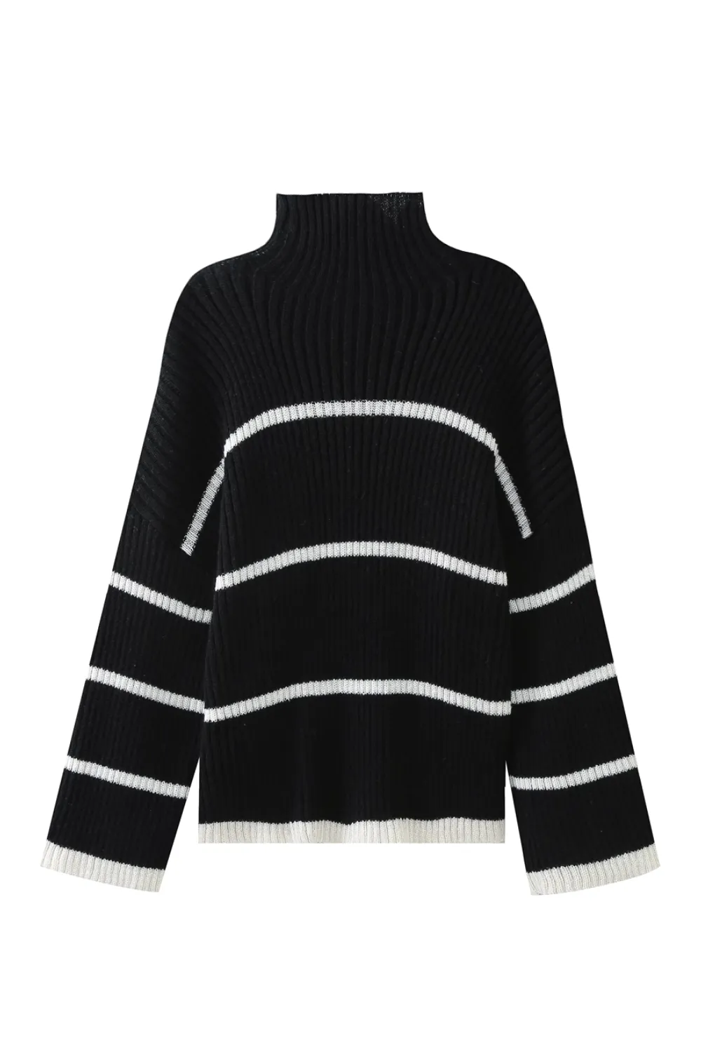 'Bella' Mock Neck Striped Knitted Sweater sold by Goodnight Macaroon product image thumbnail 2