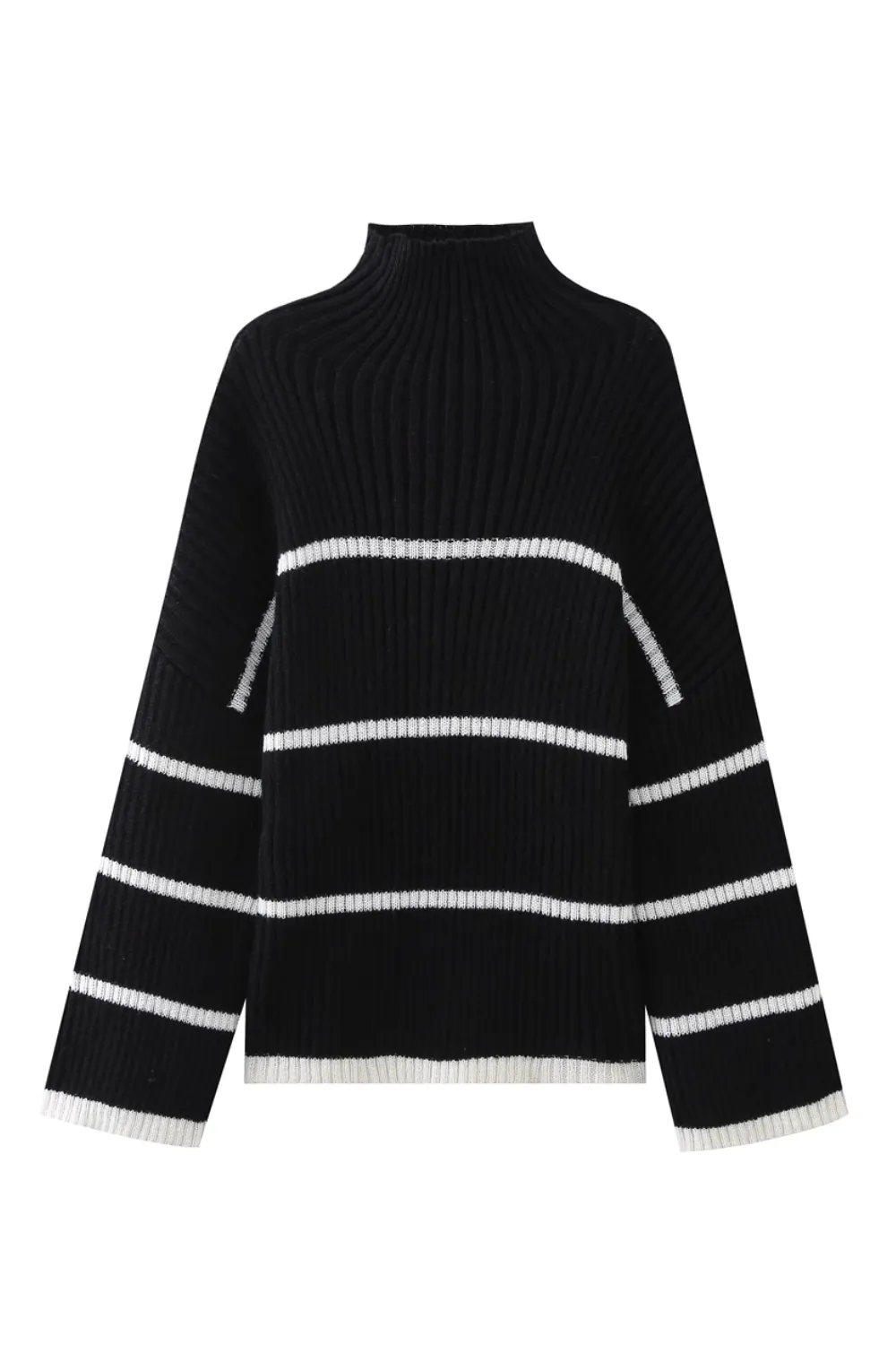 'Bella' Mock Neck Striped Knitted Sweater sold by Goodnight Macaroon