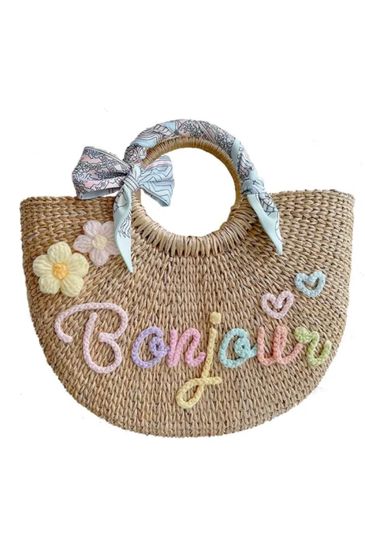 'Debora' Personalized Straw Bag sold by Goodnight Macaroon