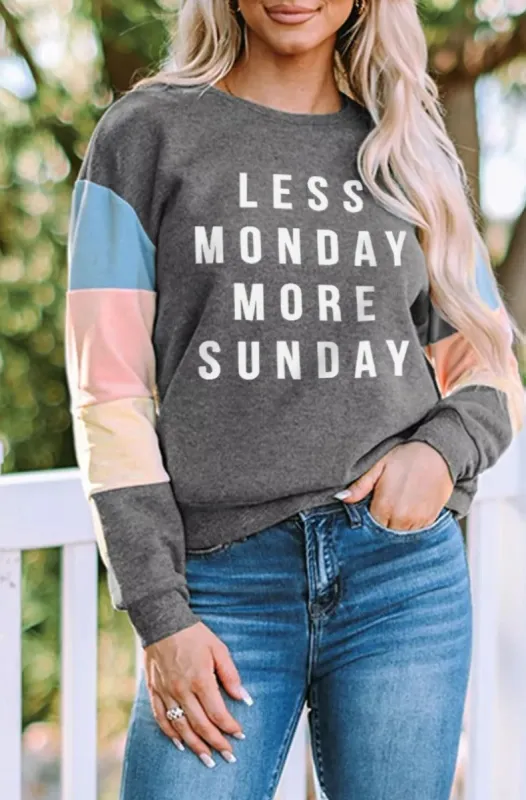 'Polly' Color Block Letter Graphic Round Neck Sweatshirt made by Goodnight Macaroon