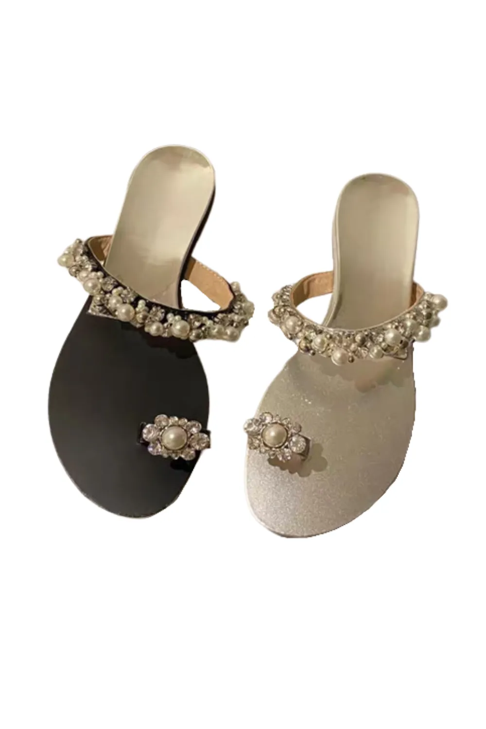 'Isabella' Rhinestones Open-Toe Flat Sandals (3 Colors) sold by Goodnight Macaroon product image thumbnail 4