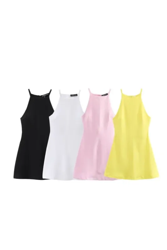 'Caroline' Strap Neck Mini Dress （4 Color) sold by Goodnight Macaroon