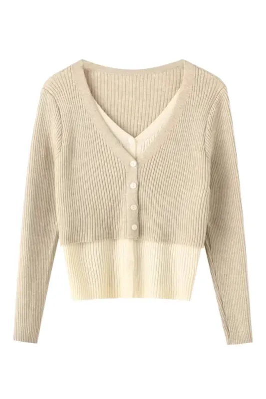 'Liza' V-Neck Ribbed-Knit Cardigan (3 Colors) sold by Goodnight Macaroon