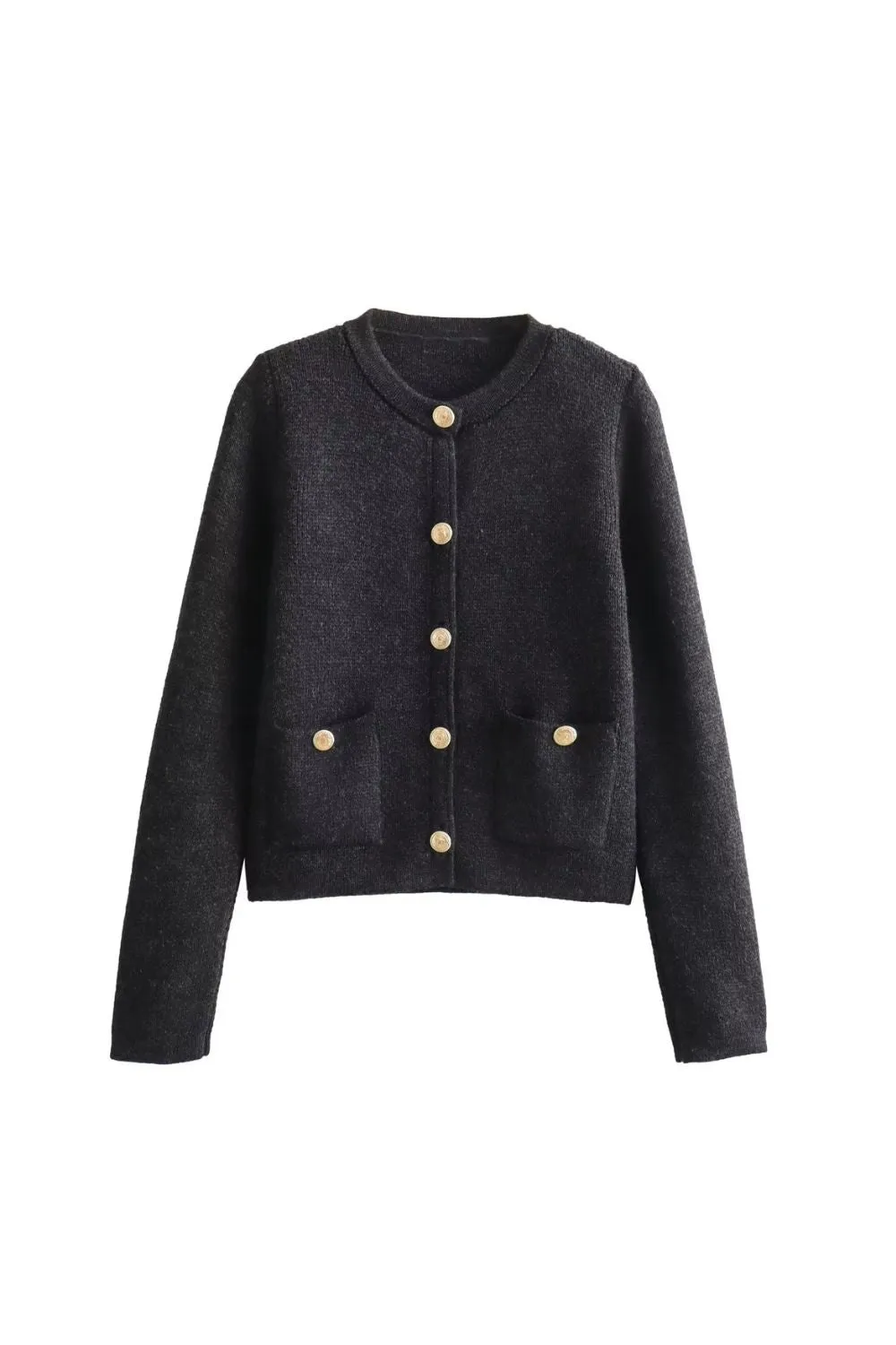 'Paisley' Gold Button Front Knit Coat sold by Goodnight Macaroon product image thumbnail 2