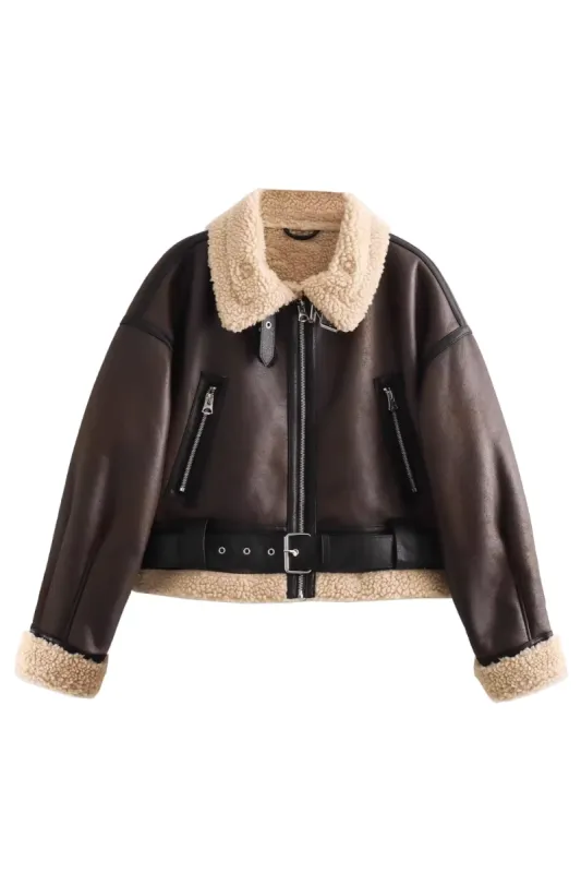 'Sharon' Fleeced Short Jacket sold by Goodnight Macaroon