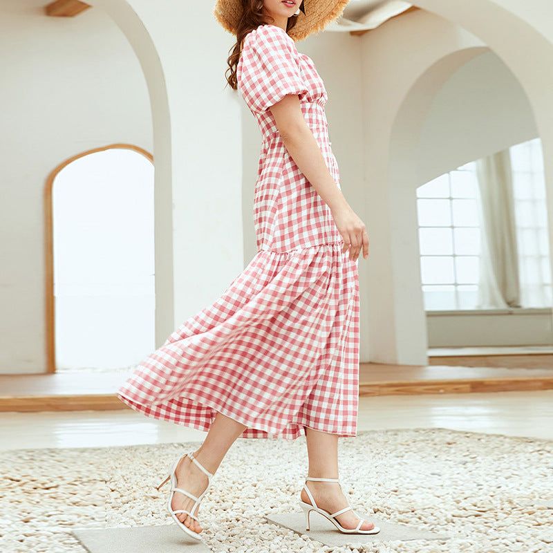 Gingham V-Neck Maxi Dress #166272 sold by Goodnight Macaroon product image thumbnail 3