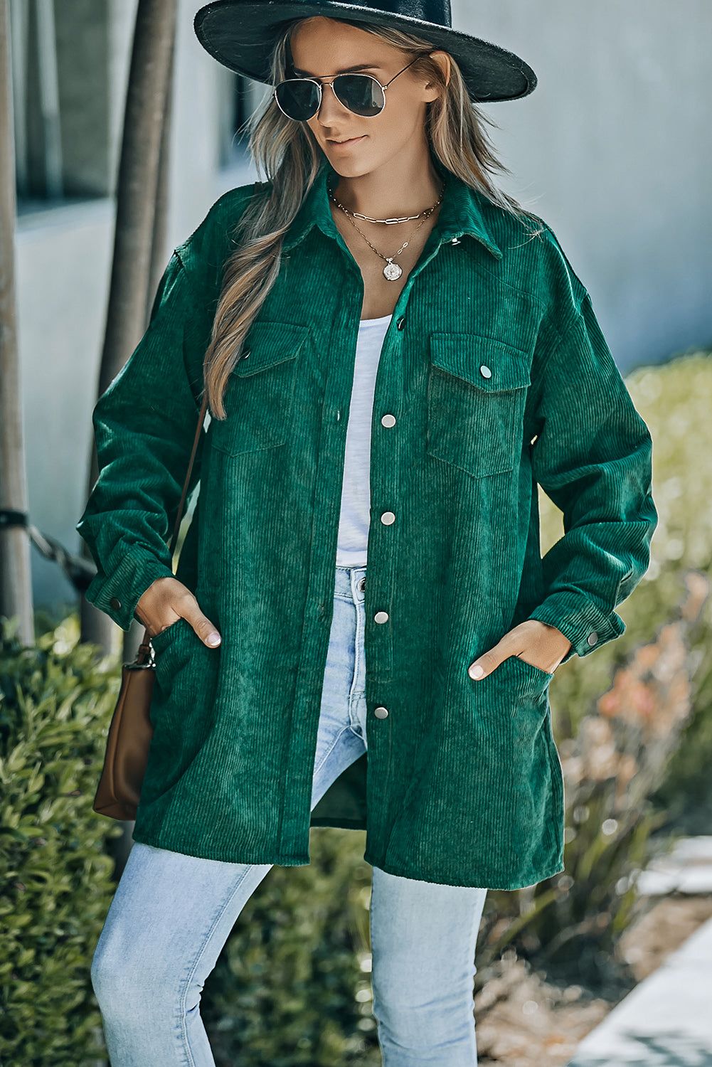 Corduroy Pocketed Longline Shacket sold by Goodnight Macaroon product image thumbnail 6