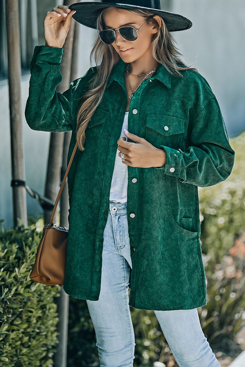 Corduroy Pocketed Longline Shacket sold by Goodnight Macaroon product image thumbnail 3