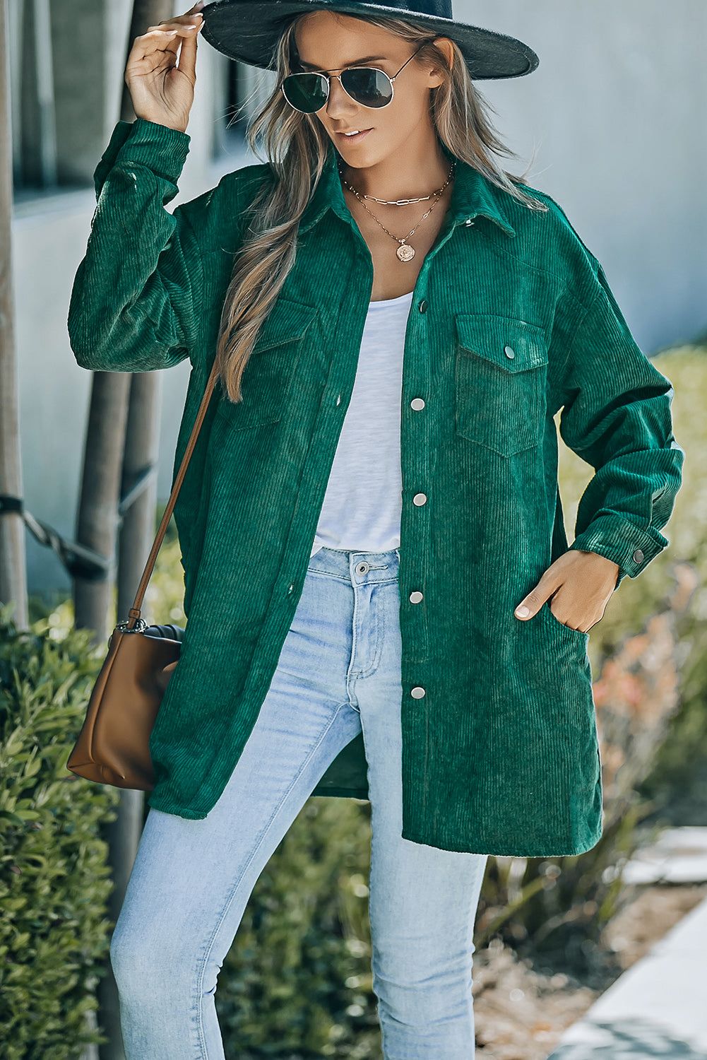 Corduroy Pocketed Longline Shacket sold by Goodnight Macaroon product image thumbnail 4