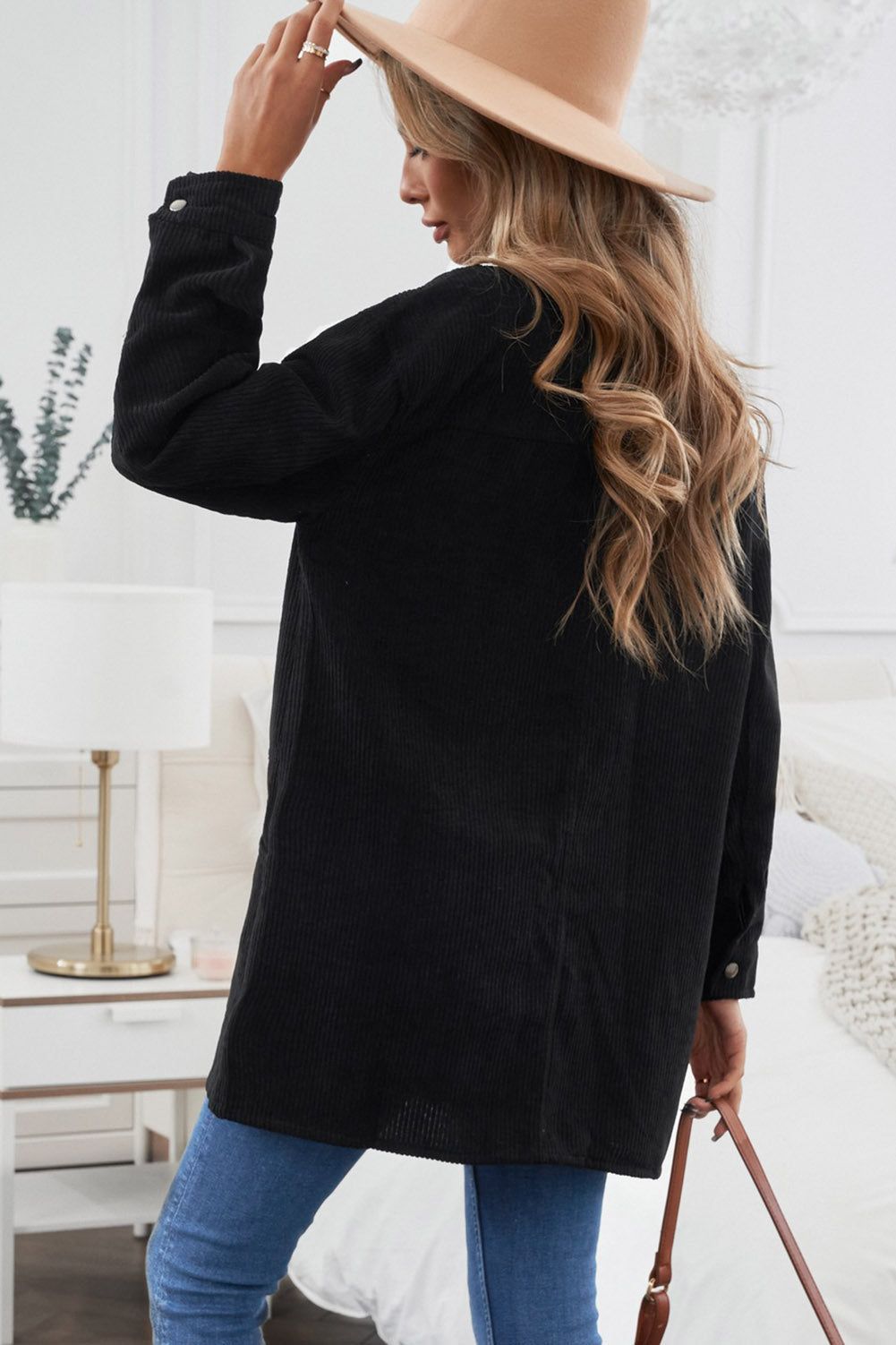 Corduroy Pocketed Longline Shacket sold by Goodnight Macaroon product image thumbnail 11