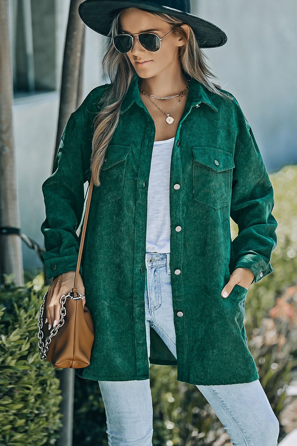 Corduroy Pocketed Longline Shacket sold by Goodnight Macaroon product image thumbnail 5