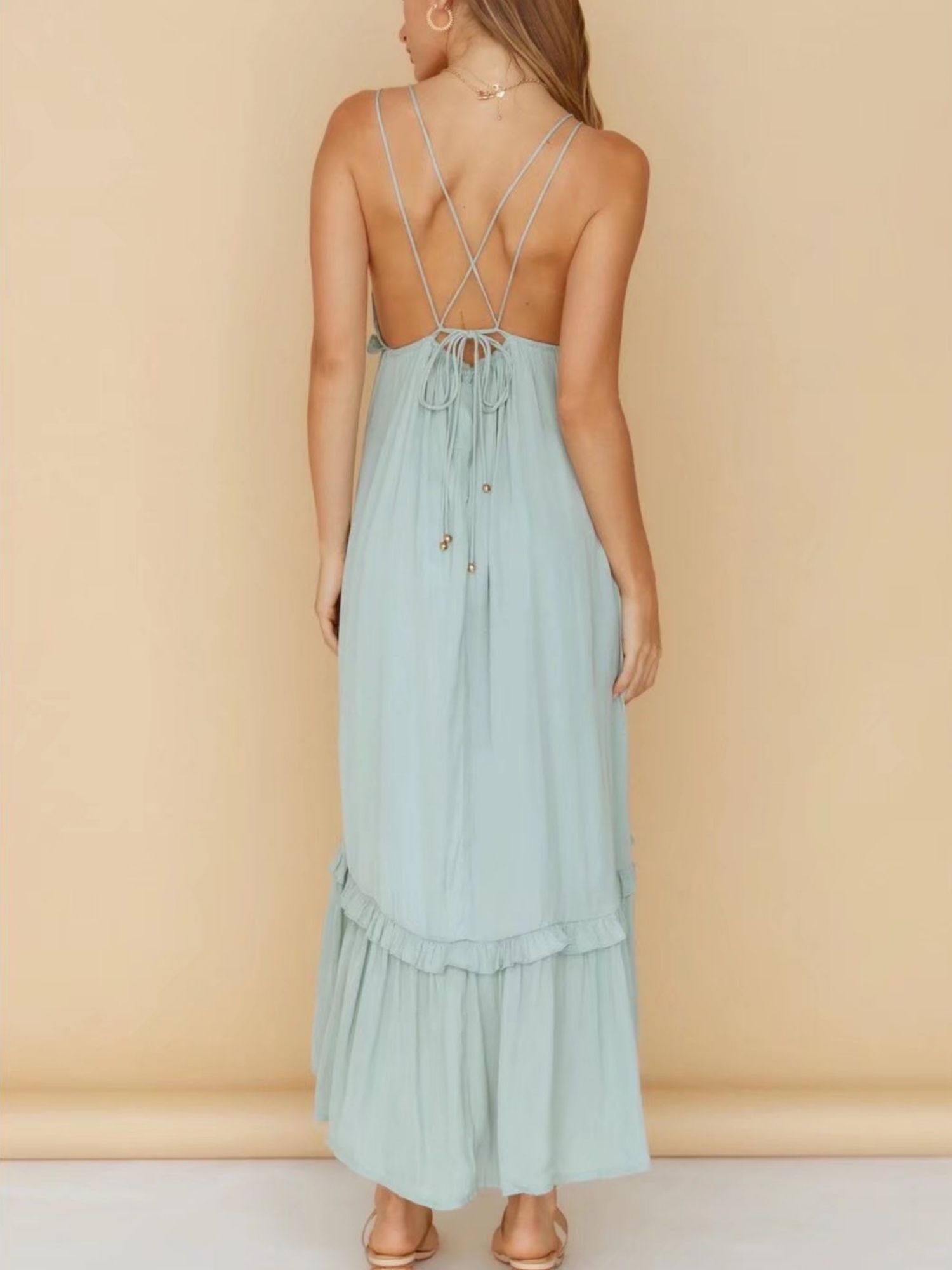 'Jovie' Sexy Deep V-neck Backless Maxi Dress sold by Goodnight Macaroon product image thumbnail 2