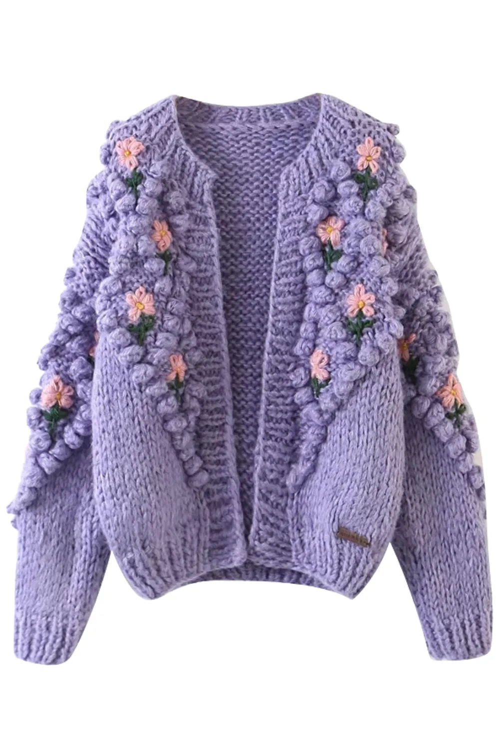 'Luciana' Flower Hand-Knitted Cardigan (2 Colors) sold by Goodnight Macaroon