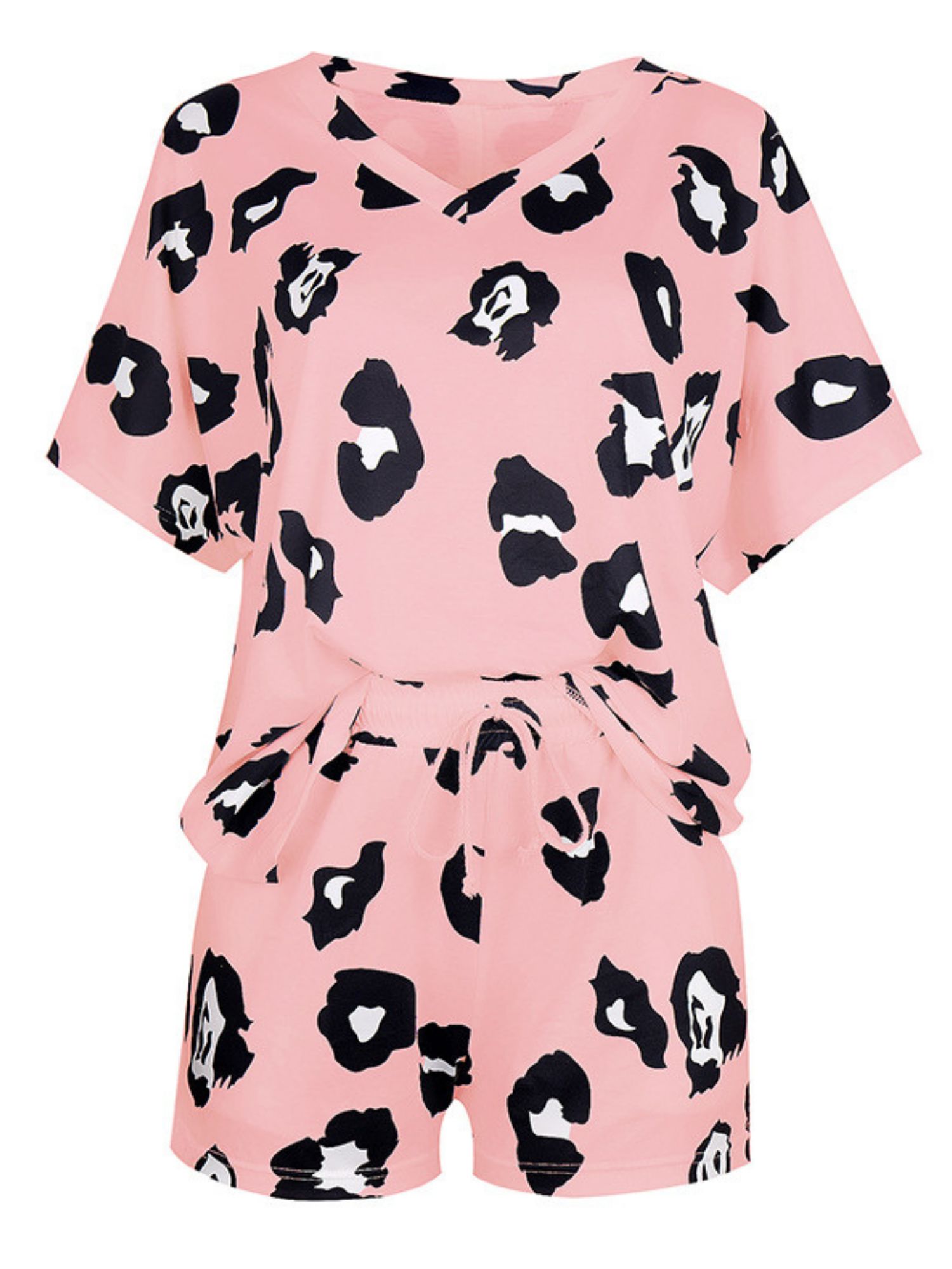 'Monica' V-neck Leopard Pattern Loungewear Set (2 Colors) sold by Goodnight Macaroon product image thumbnail 4