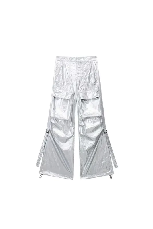 ‘Lucy’ Straight-Leg Shiny Work Pants sold by Goodnight Macaroon