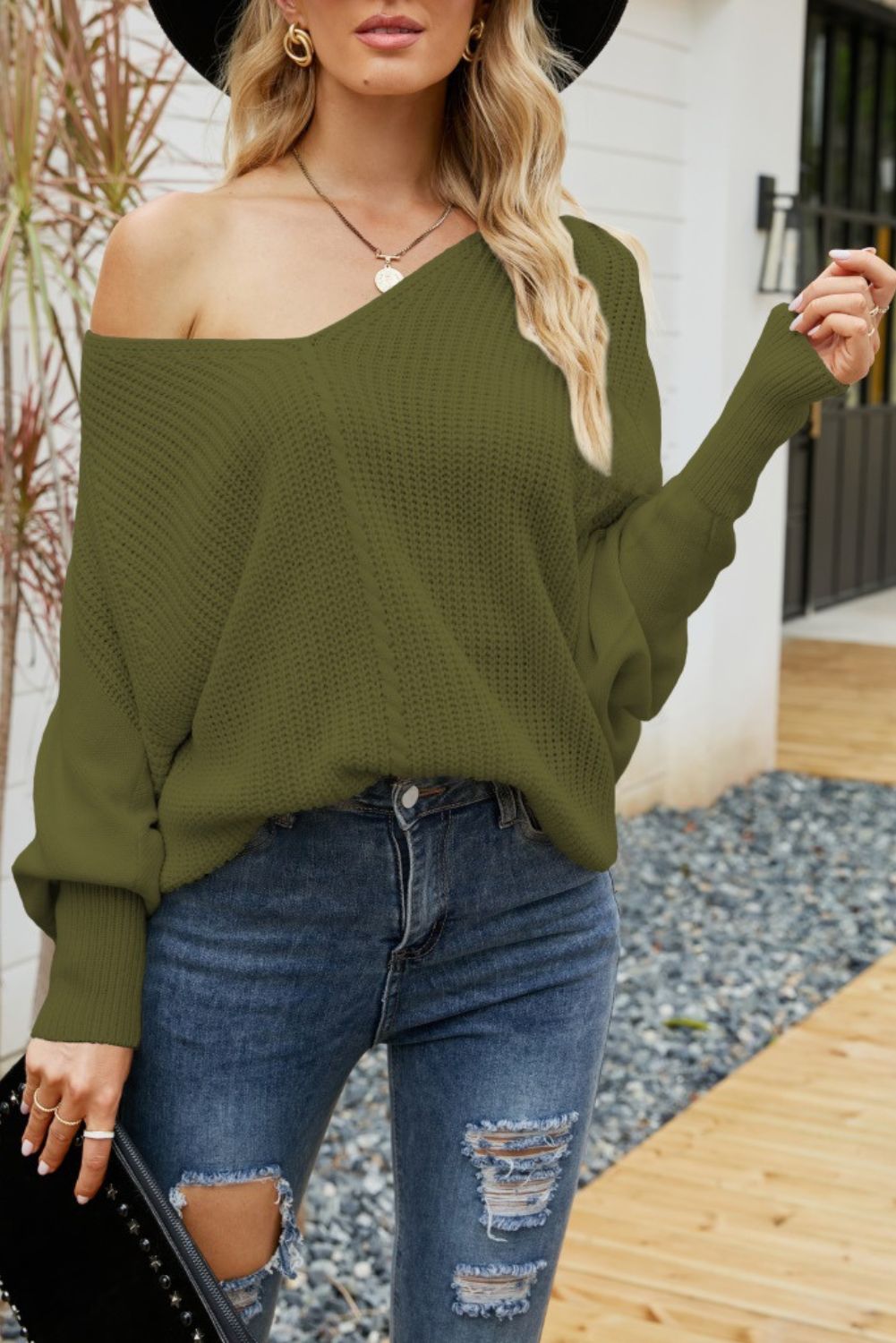 'Claire' V-neck Sweater (4 COLORS) sold by Goodnight Macaroon product image thumbnail 4