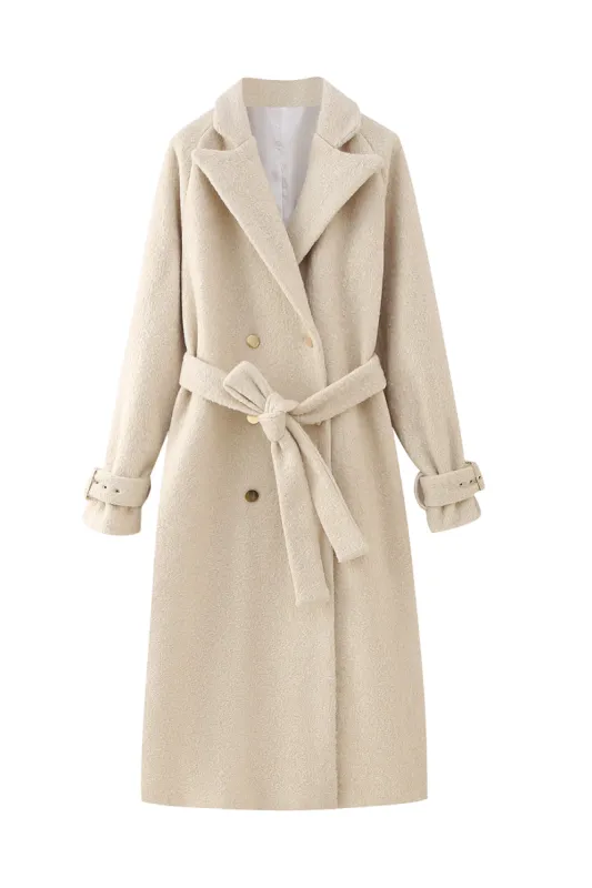 'Tiffany' Waist-Belt Long Wool Coat sold by Goodnight Macaroon