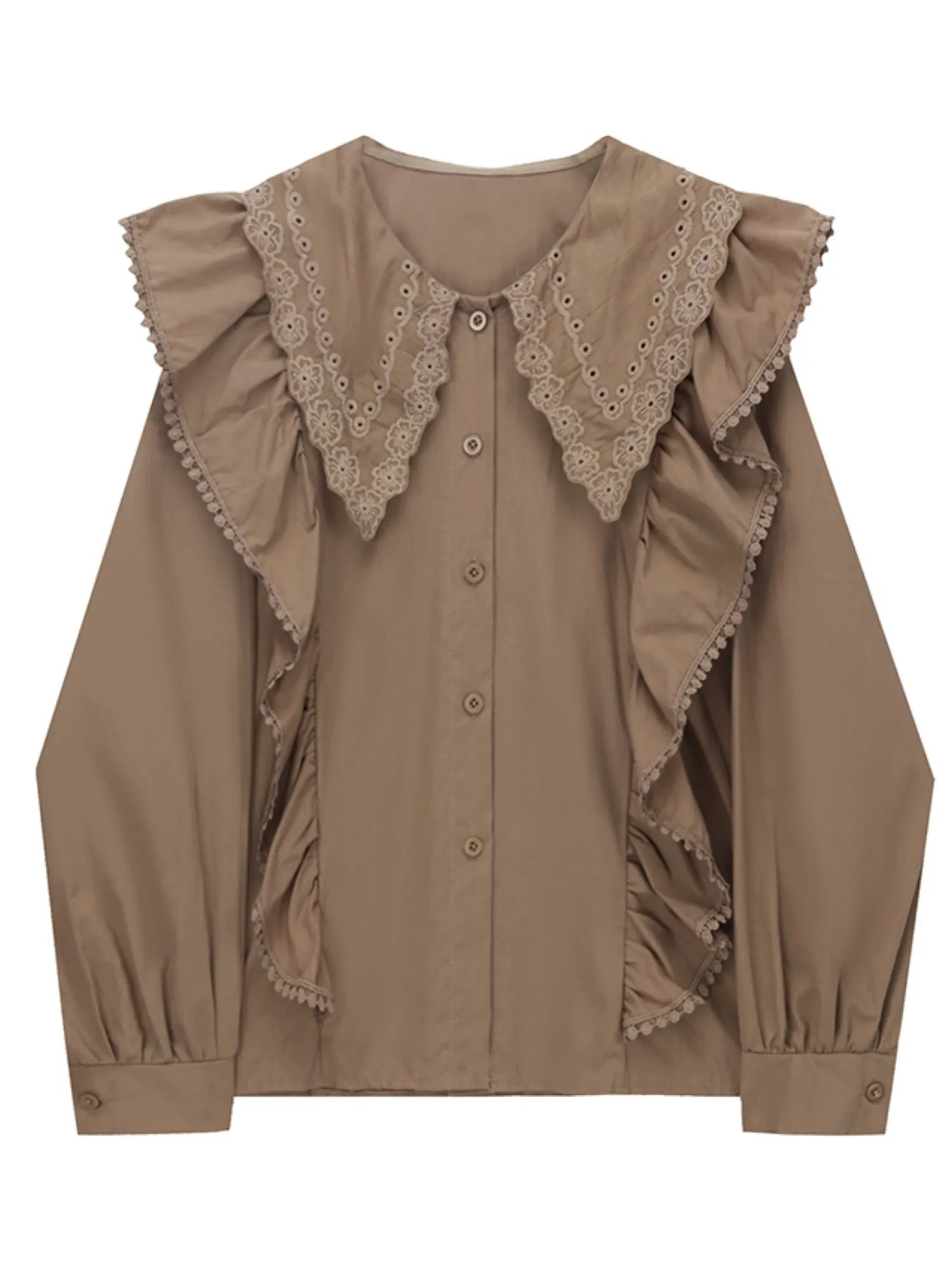 'Eden' Embroidered Ruffle Collar Shirt (2 Colors) sold by Goodnight Macaroon product image thumbnail 2