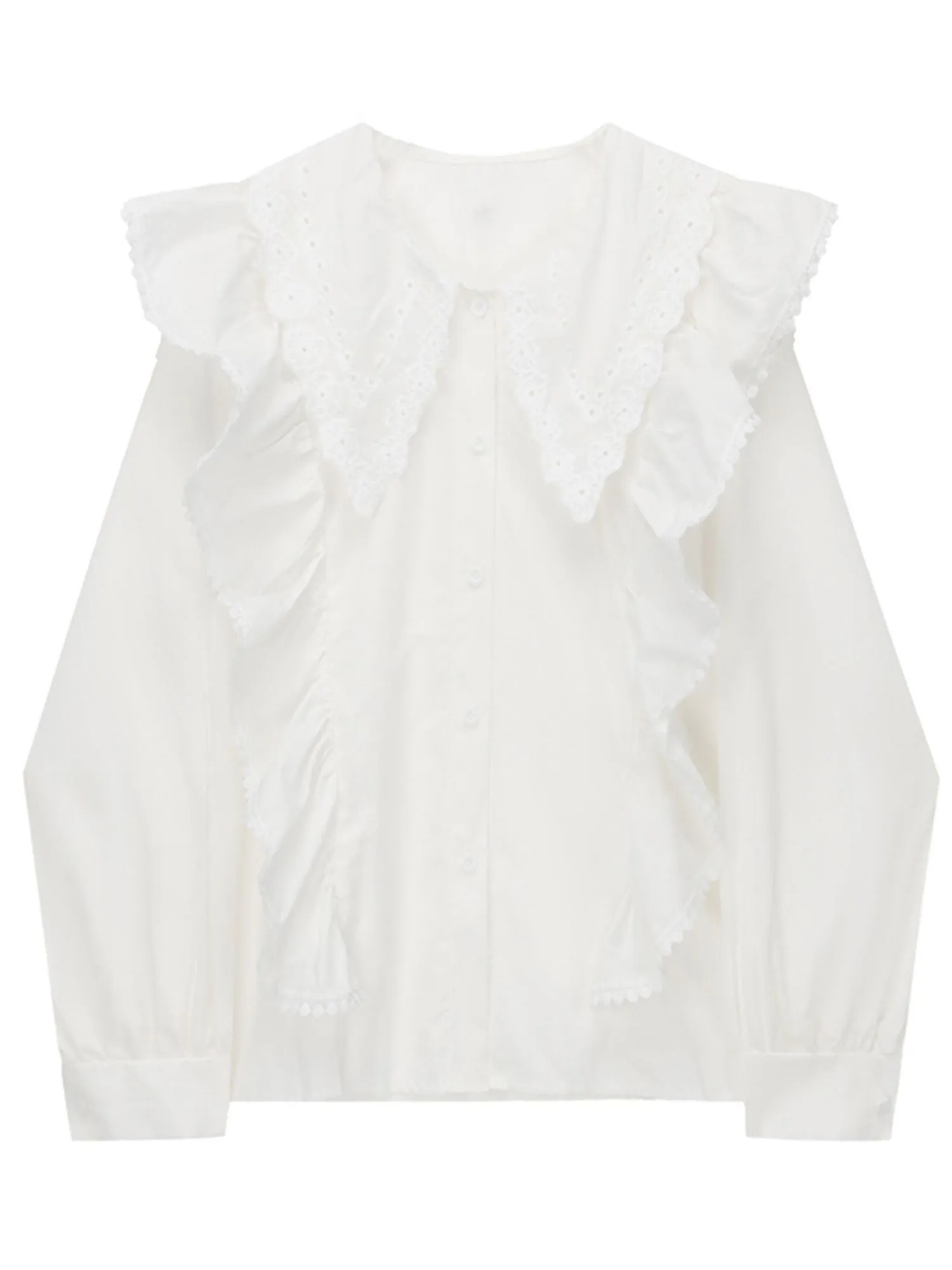 'Eden' Embroidered Ruffle Collar Shirt (2 Colors) sold by Goodnight Macaroon