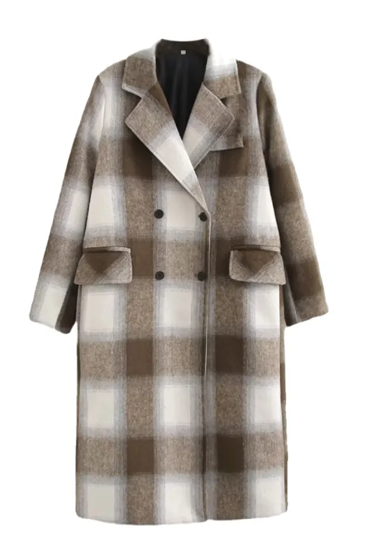 'Leila' Wool Blend Plaid Coat sold by Goodnight Macaroon