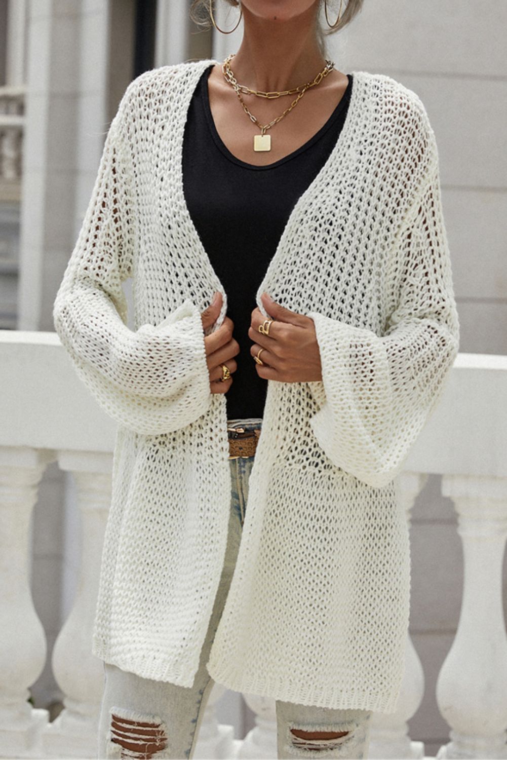 Bell Sleeve Waffle Knit Cardigan sold by Goodnight Macaroon