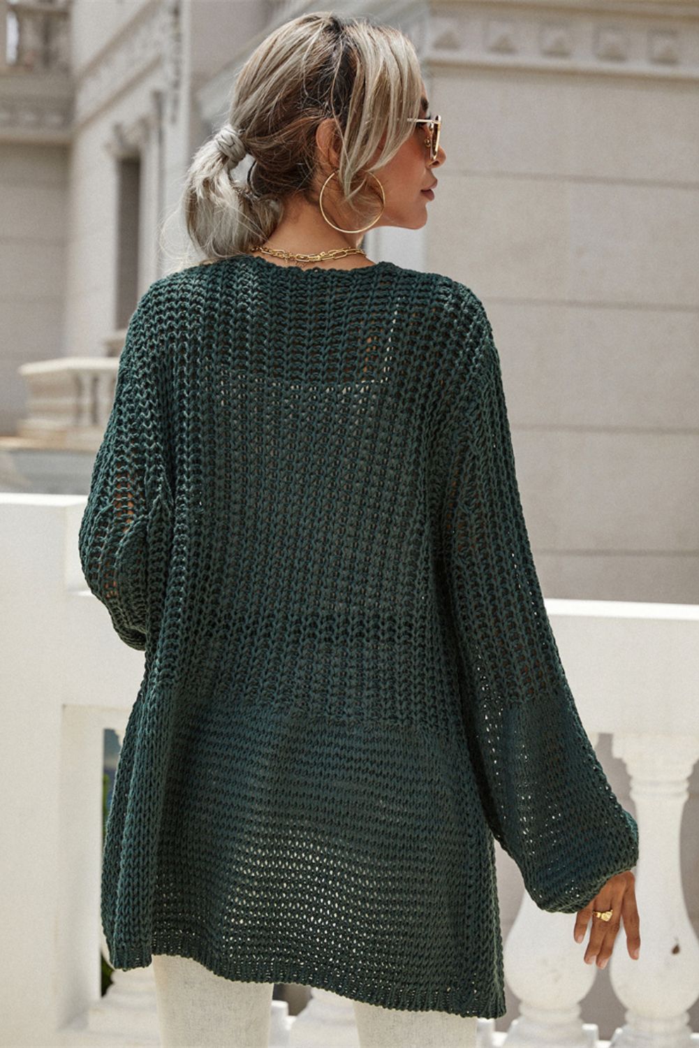 Bell Sleeve Waffle Knit Cardigan sold by Goodnight Macaroon product image thumbnail 2