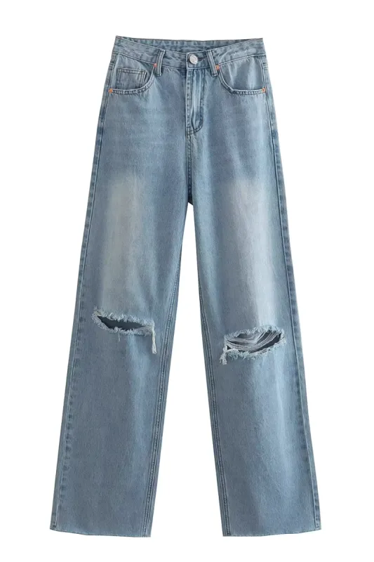 'Celine' Wide Leg Ripped Jeans (2 Colors) sold by Goodnight Macaroon