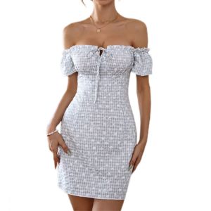 Off Shoulder Floral Short Dress #161179 sold by Goodnight Macaroon
