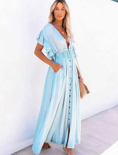 Loose Backless Maxi Dress #19500 sold by Goodnight Macaroon product image thumbnail 7