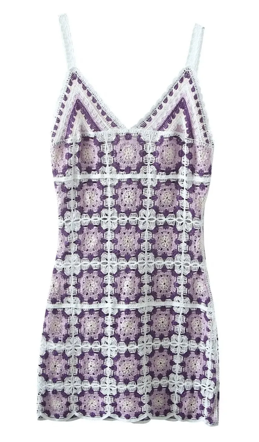 'Fabienne' Boho Handmade Crochet Strap Mini Dress sold by Goodnight Macaroon
