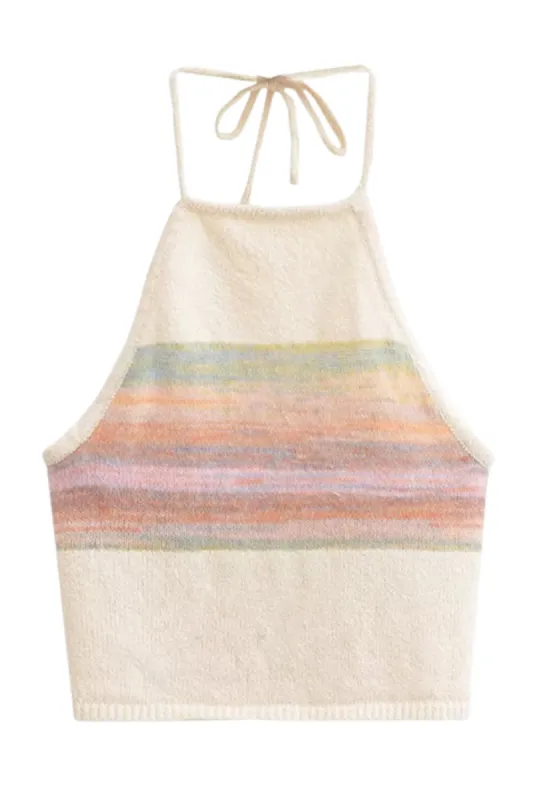 'Brianna' Halter-Neck Tie Knitted Crop Top sold by Goodnight Macaroon