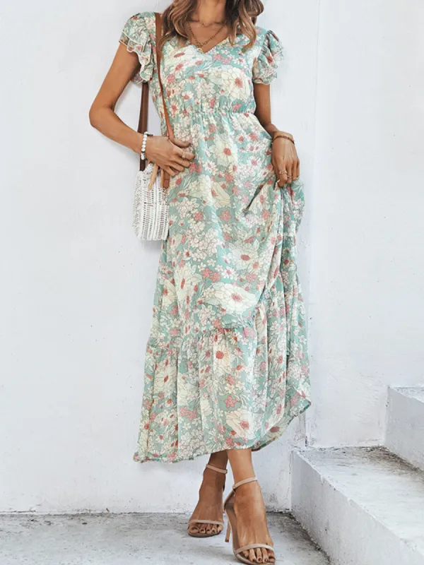 'Dana' V-neck Floral Printed Maxi Dress (3 Colors) sold by Goodnight Macaroon