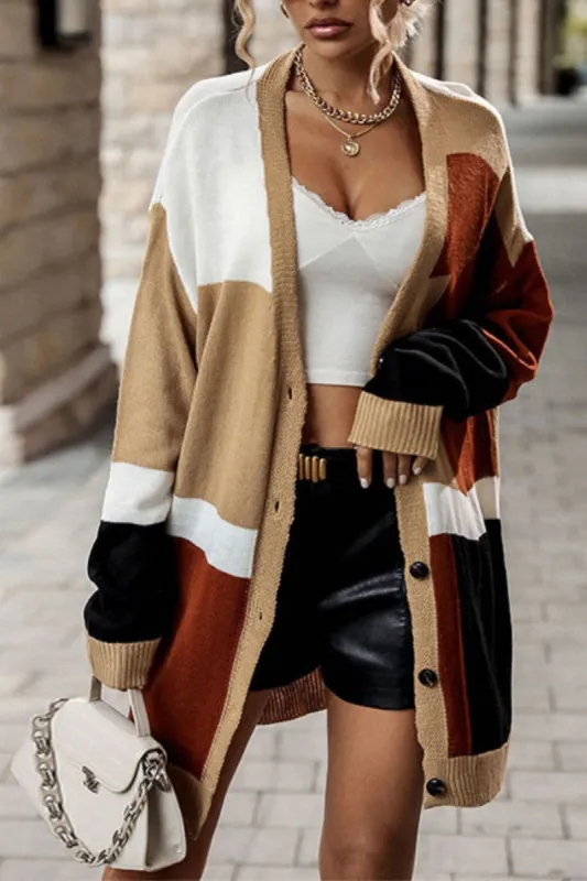 'Thalia' Multicolor Long Sleeve Knitted Cardigan sold by Goodnight Macaroon