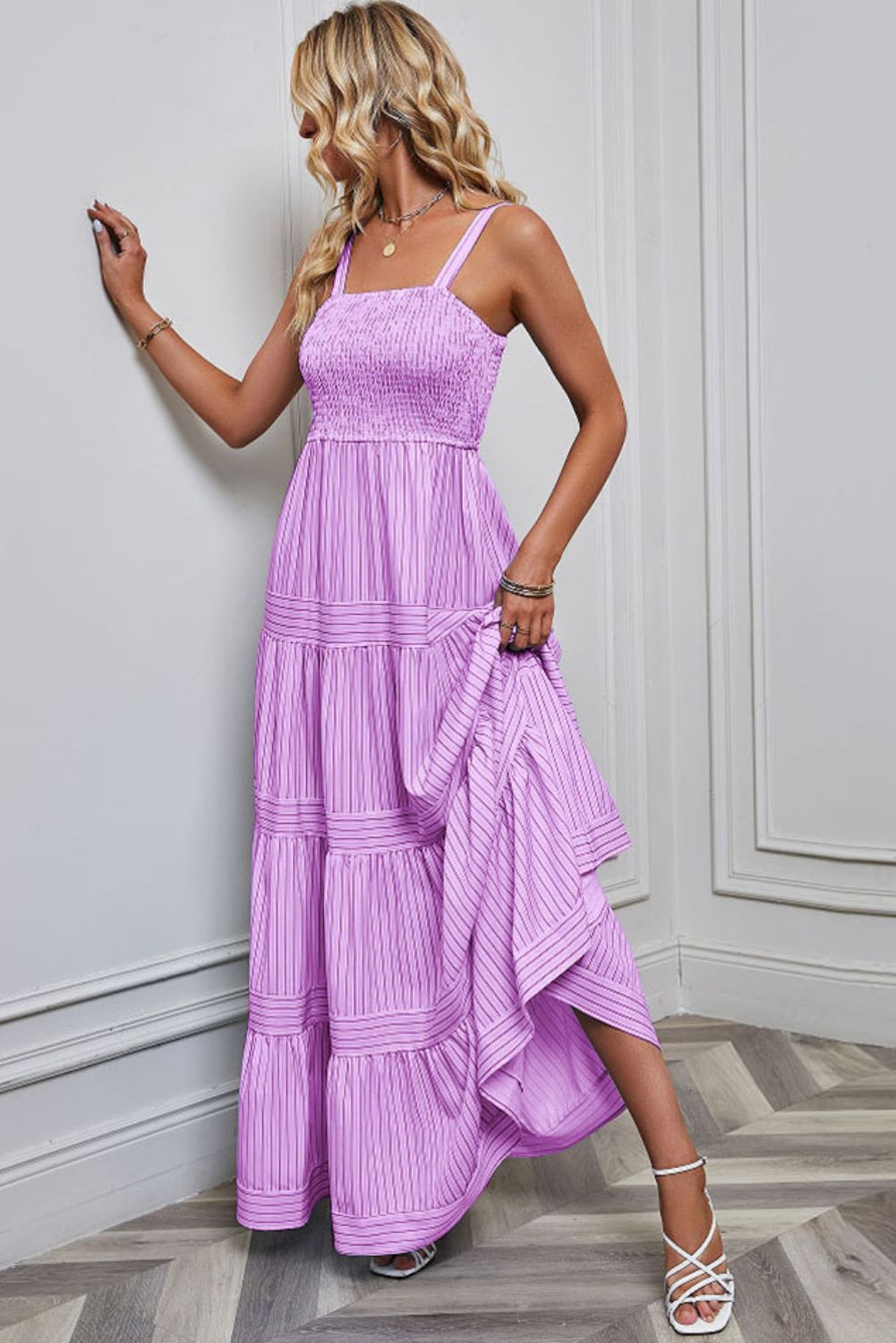 Smocked Tiered Maxi Dress #169636 sold by Goodnight Macaroon product image thumbnail 2