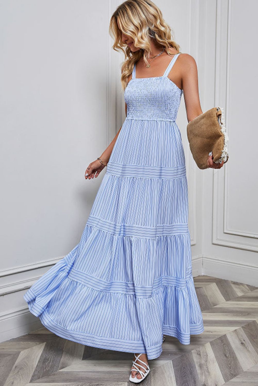 Smocked Tiered Maxi Dress #169636 sold by Goodnight Macaroon product image thumbnail 3