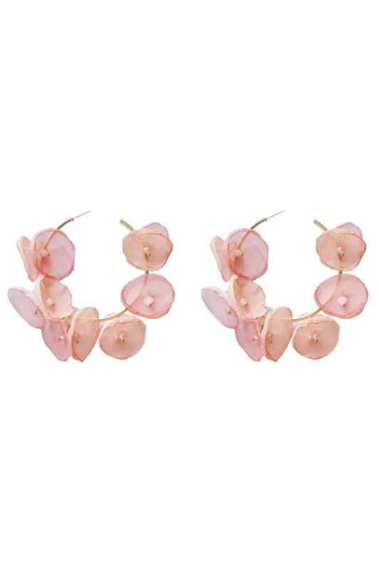 'Ivy' Pink Floral C-Hoop Earrings sold by Goodnight Macaroon