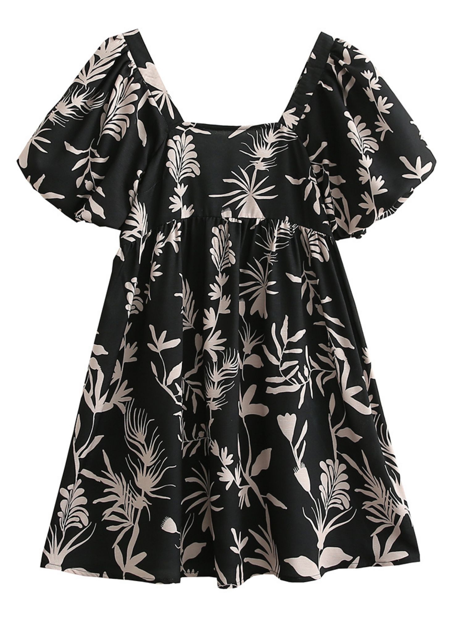 'Misty' Floral Square Neck Puff Sleeve Mini Dress sold by Goodnight Macaroon